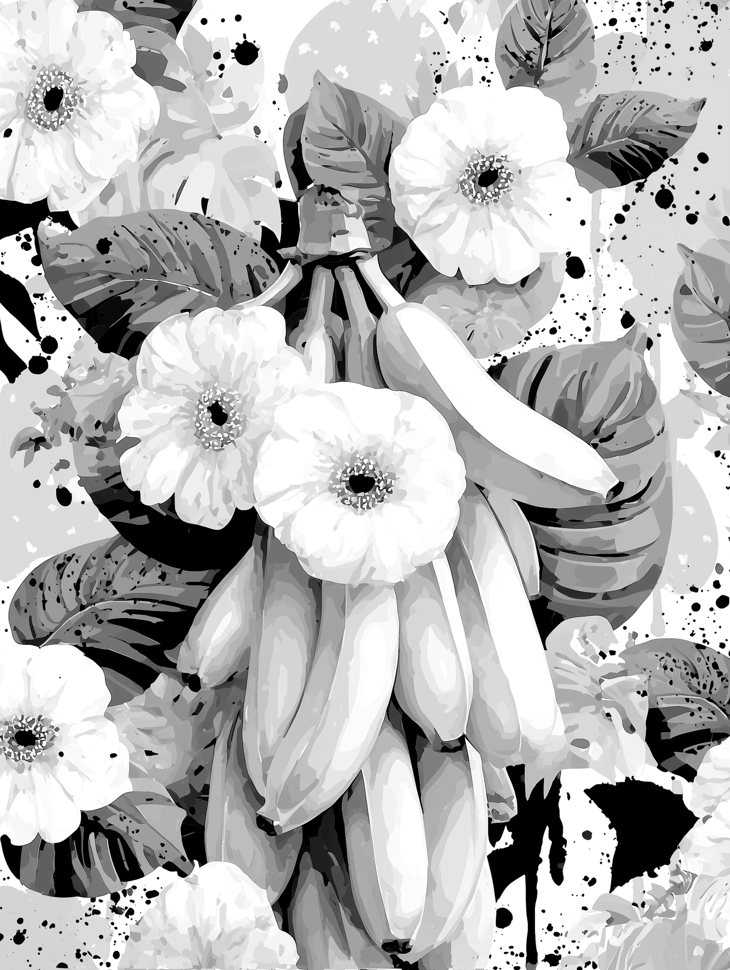 Free printable banana coloring page for adults featuring big bunch of bananas coloring sheet